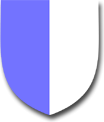 Parted per pale azure and argent